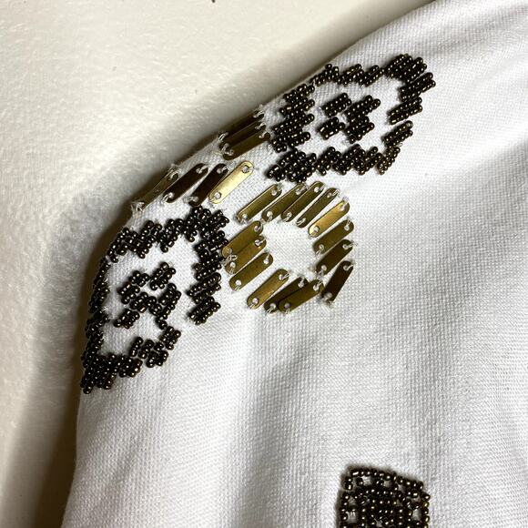 Chicos White Denim Embellished Bomber Jacket Aztec Southwestern NWT - Picture 7 of 10